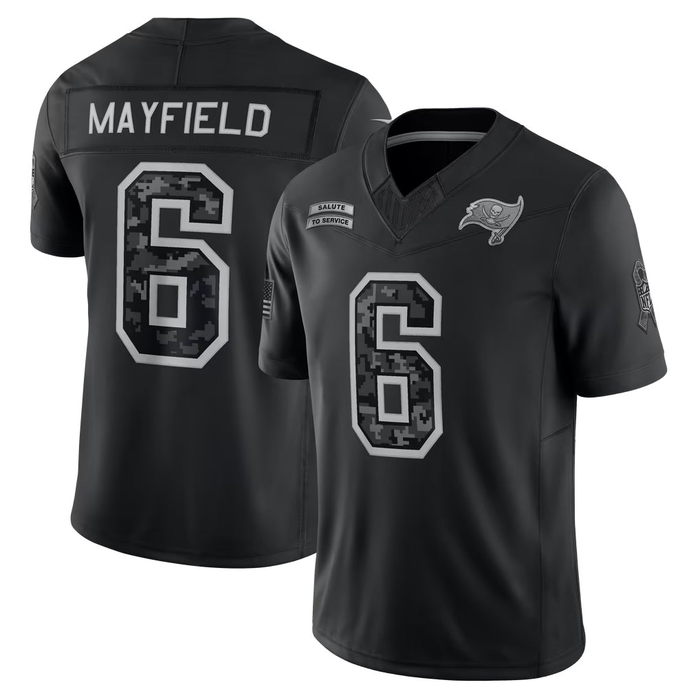 Elroe TB.Buccaneers #6 Baker Mayfield Player Black Limited 2026 Salute to Service Home Game Stitched Jerseys