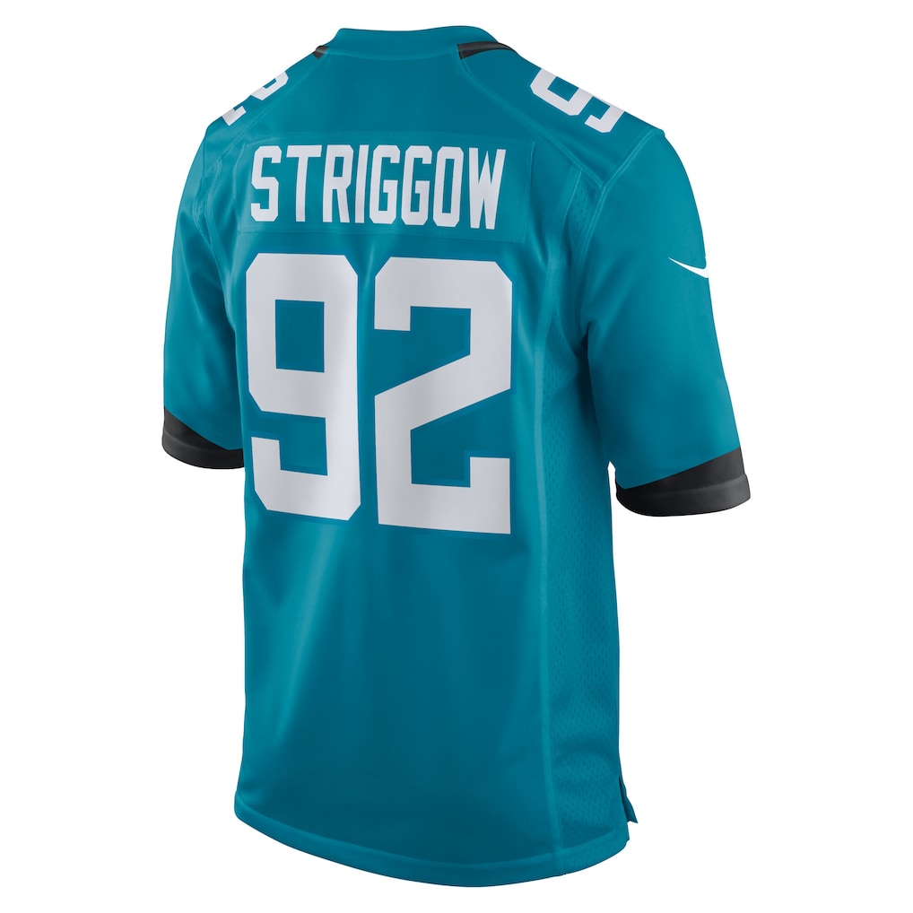Elroe J.Jaguars #92 Danny Striggow Teal Game Player Jersey