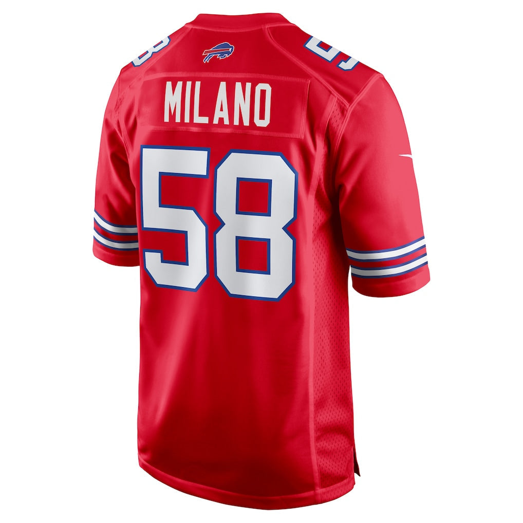 Elroe B.Bills #58 Matt Milano Red Alternate Game Jersey