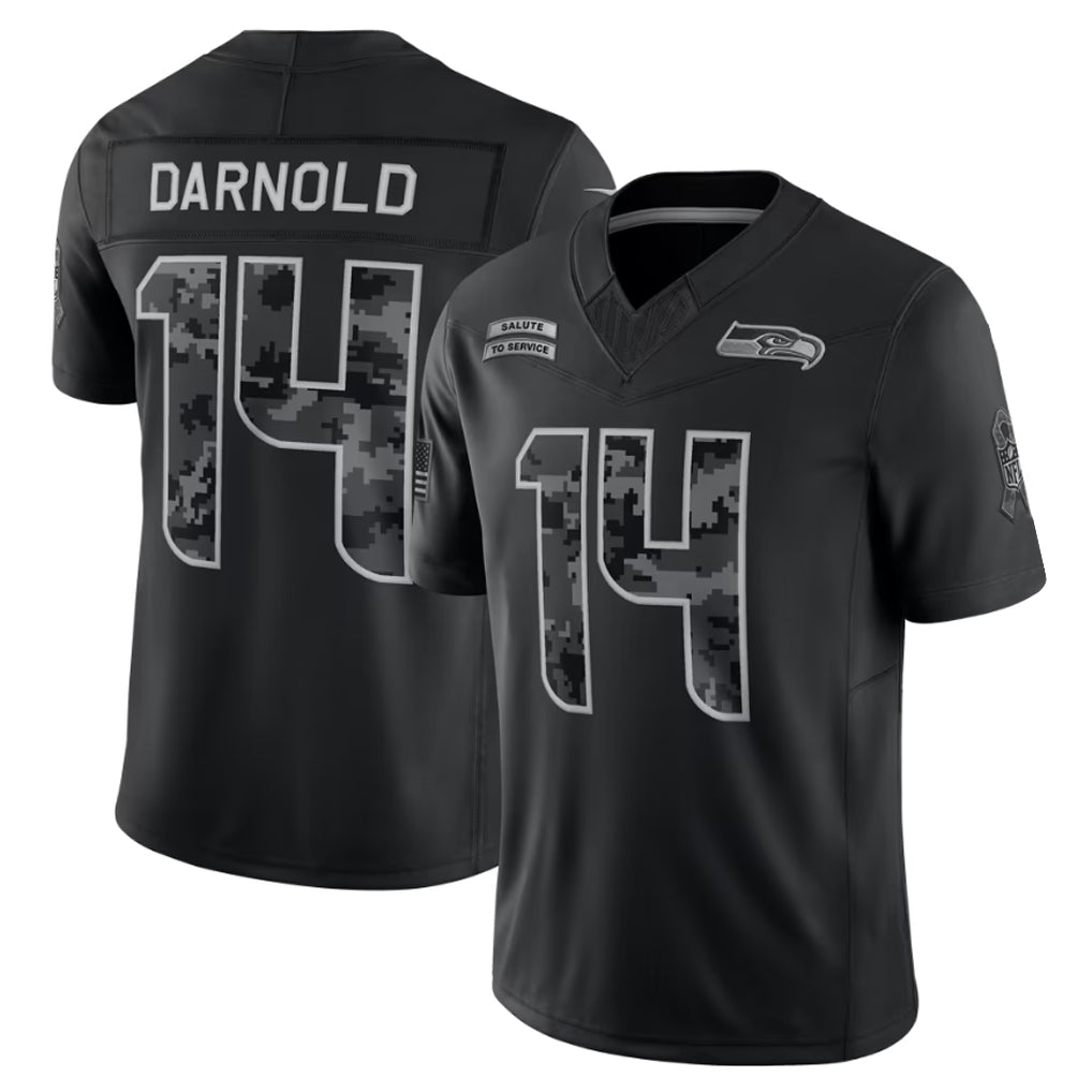 Elroe S.Seahawks #14 Sam Darnold Player Black Limited 2026 Salute to Service Home Game Stitched Jerseys