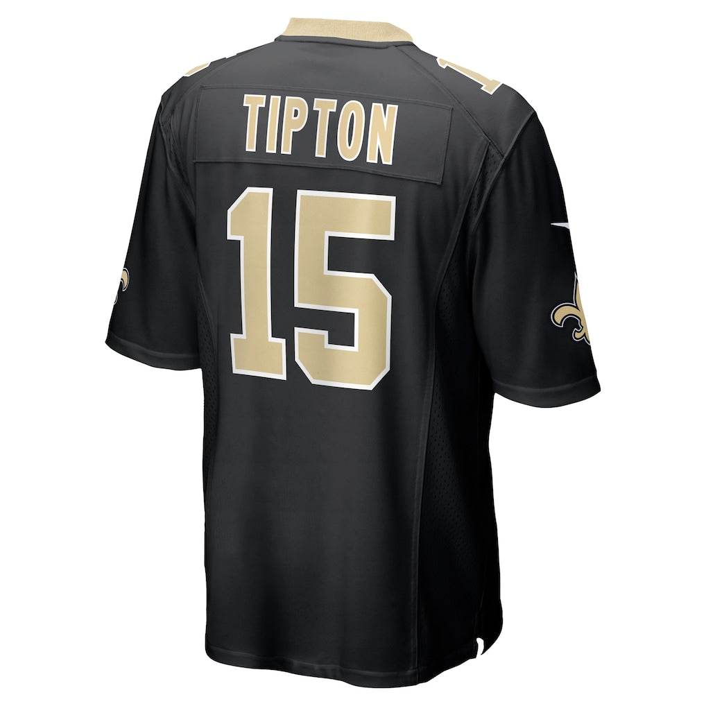 Elroe NO.Saints #15 Mason Tipton Black Team Game Jersey