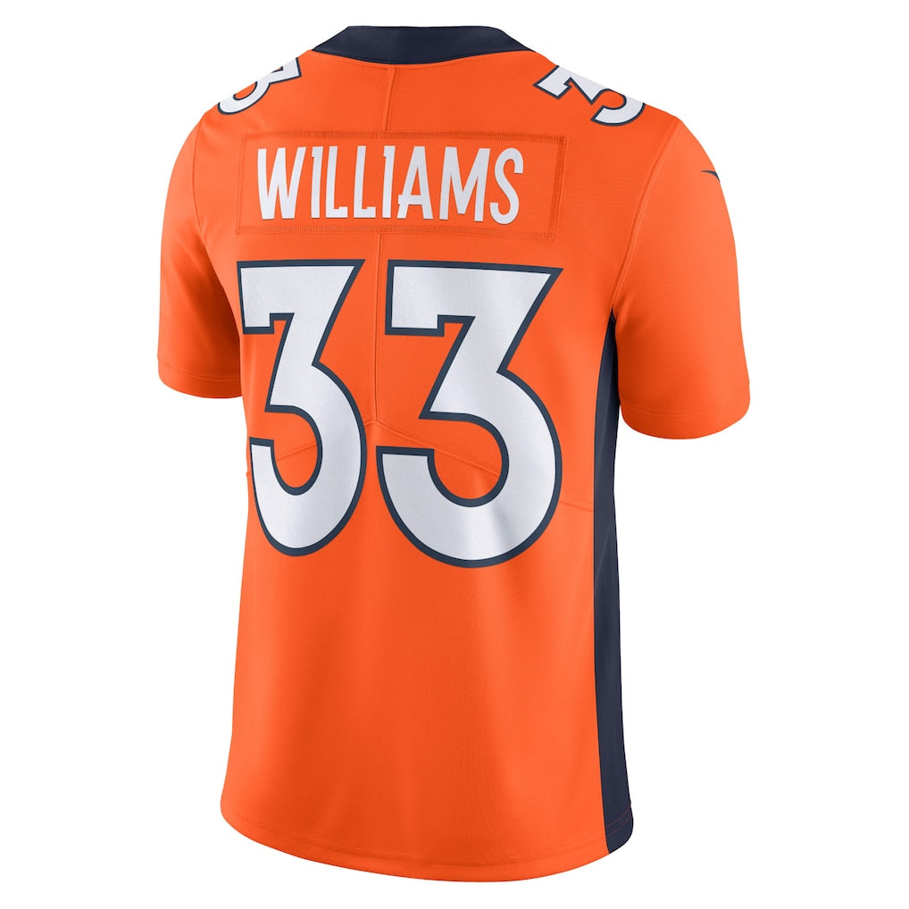 Elroe D.Broncos #33 Javonte Williams Orange Vapor Untouchable Limited Jersey