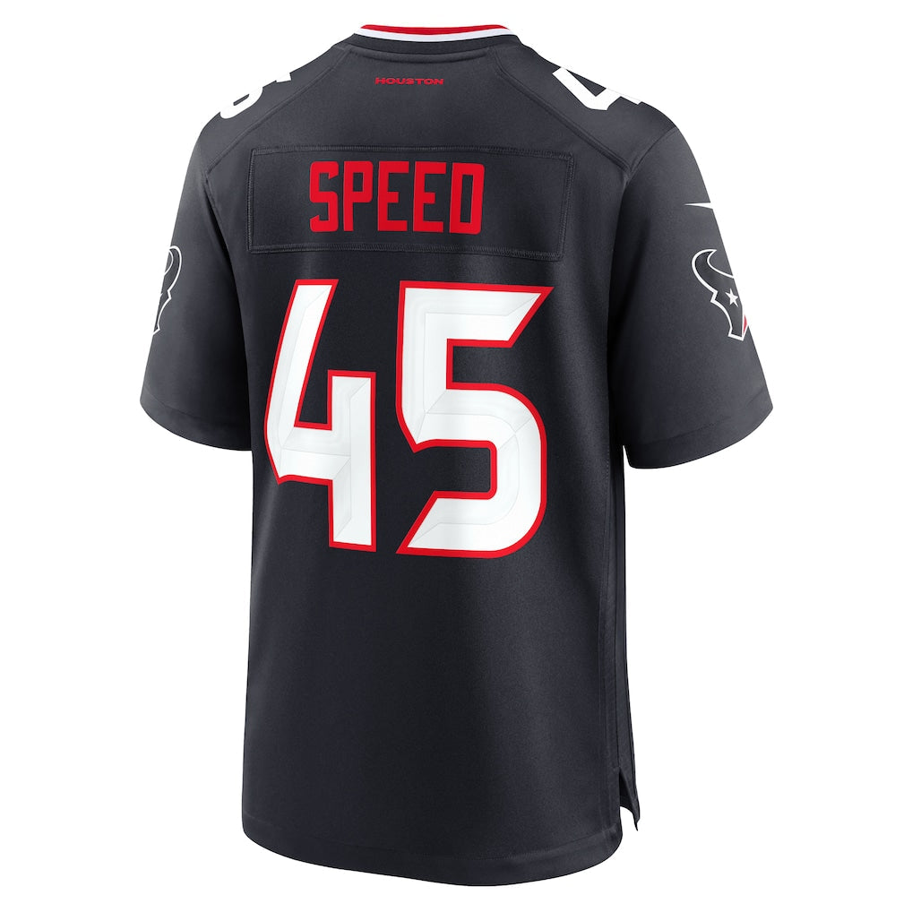 Elroe H.Texans #45 E.J. Speed Navy Team Game Jersey