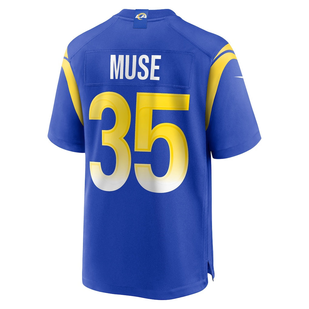 Elroe LA.Rams #35 Nick Muse Royal Team Game Jersey