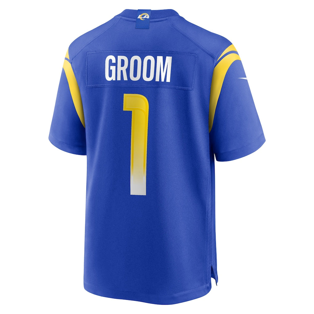 Elroe LA.Rams #1 Groom Royal Game Jersey