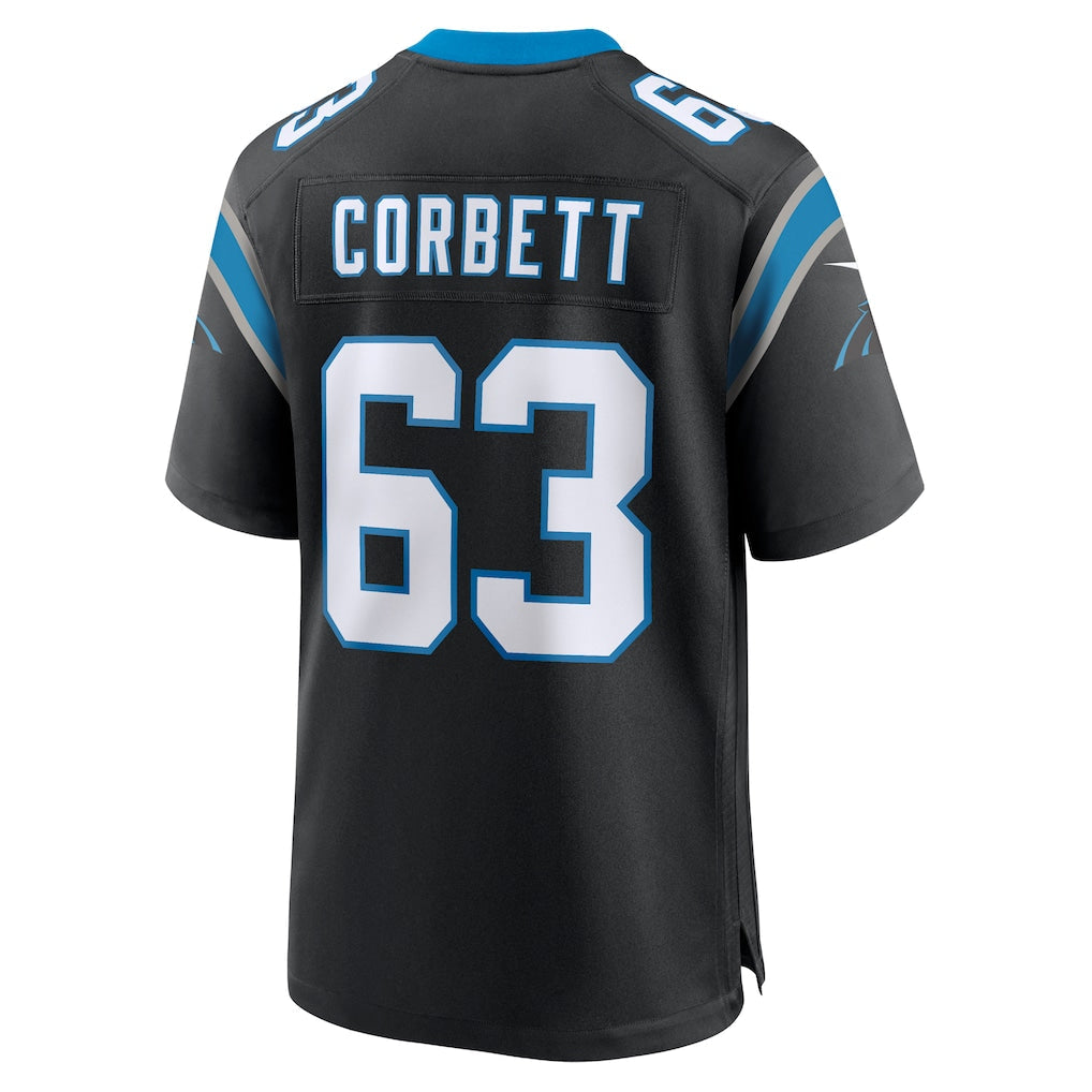 Elroe C.Panthers #63 Austin Corbett Black Team Game Jersey
