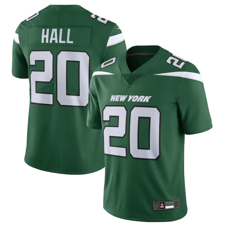 Elroe #20 Breece Hall Player NY.Jets Gotham Green Vapor Untouchable Limited Stitched Jerseys