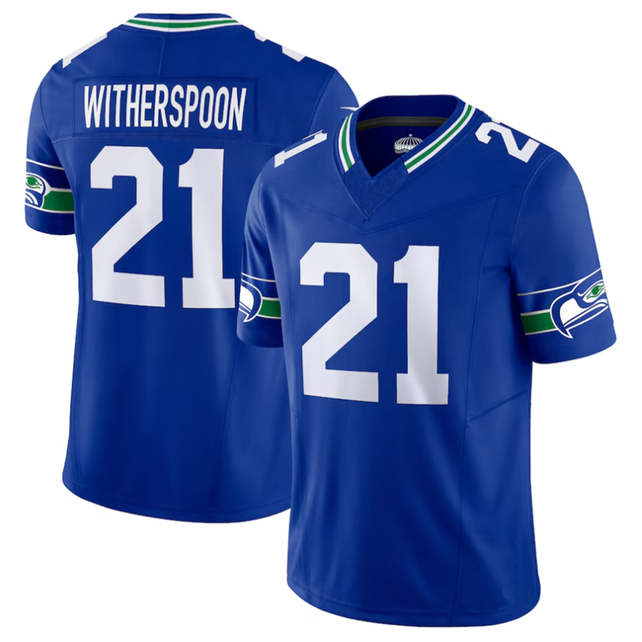 Elroe S.Seahawks #21 Devon Witherspoon Player Royal Alternate Vapor F.U.S.E. Stitched Jerseys