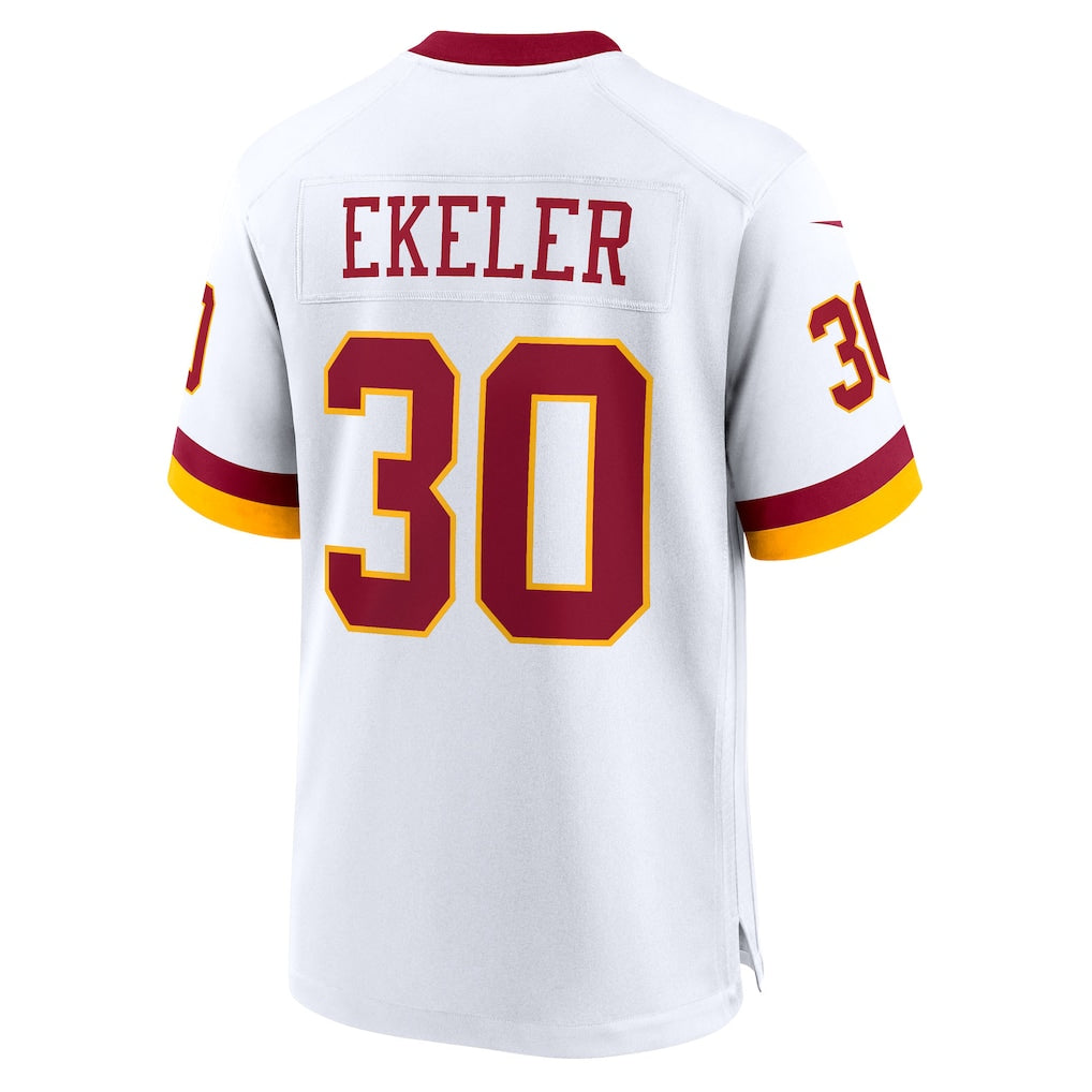 Elroe W.Commanders #30 Austin Ekeler White Game Super Bowl Era Jersey