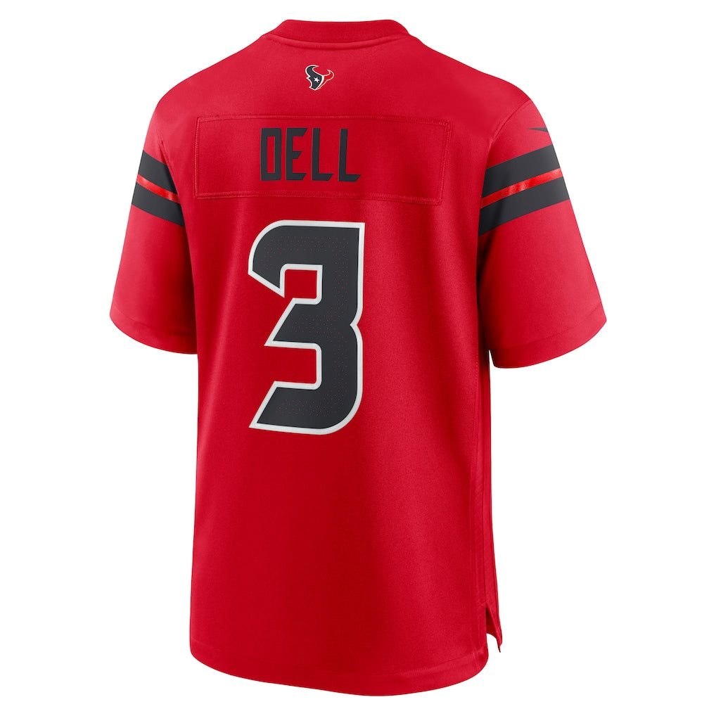 Elroe H.Texans #3 Tank Dell Red Alternate Game Jersey