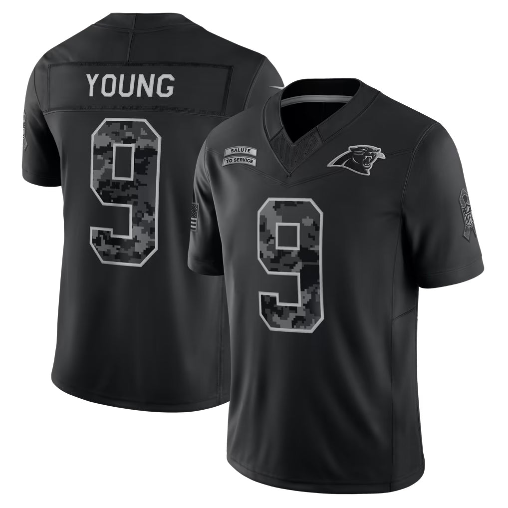 Elroe C.Panthers #9 Bryce Young Player Black Limited 2026 Salute to Service Home Game Stitched Jerseys