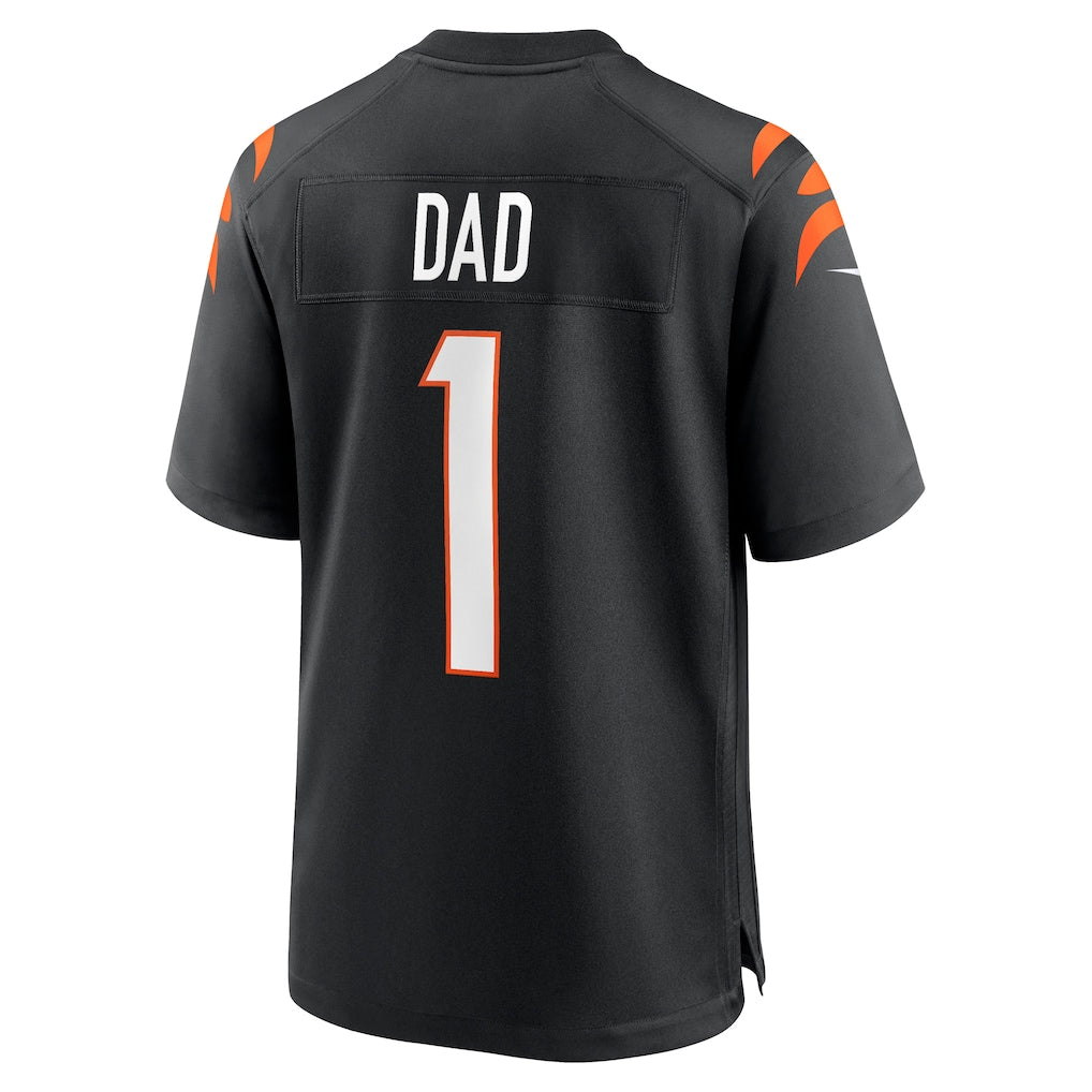 Elroe C.Bengals #1 Dad Black Game Jersey