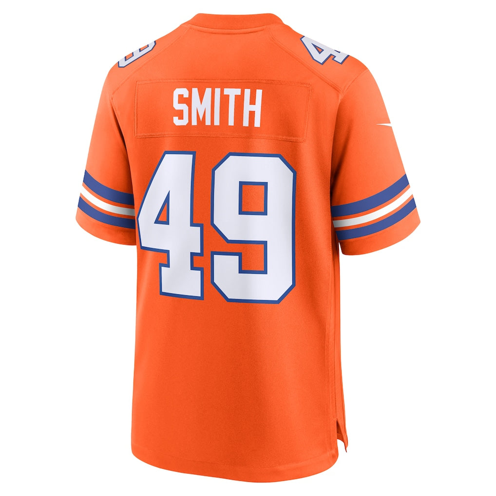 Elroe D.Broncos #49 Dennis Smith Orange Player Game Jersey