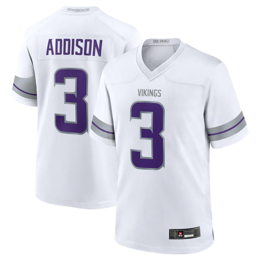 Elroe #3 Jordan Addison Player MN.Vikings White Alternate Game Stitched Jerseys