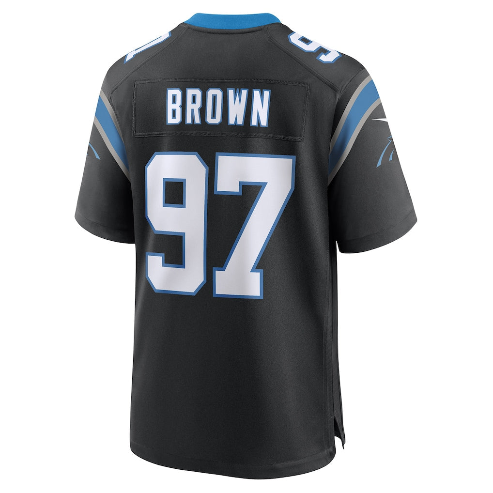 Elroe C.Panthers #97 Bobby Brown Black Team Game Jersey