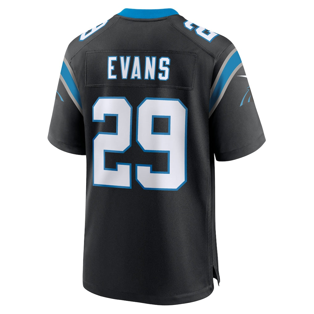 Elroe C.Panthers #29 Akayleb Evans Black Team Game Jersey