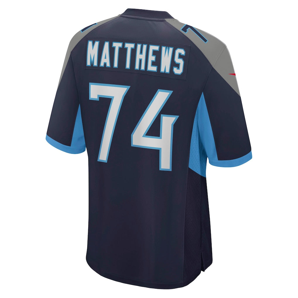 Elroe T.Titans #74 Bruce Matthews Navy Retired Player Jersey