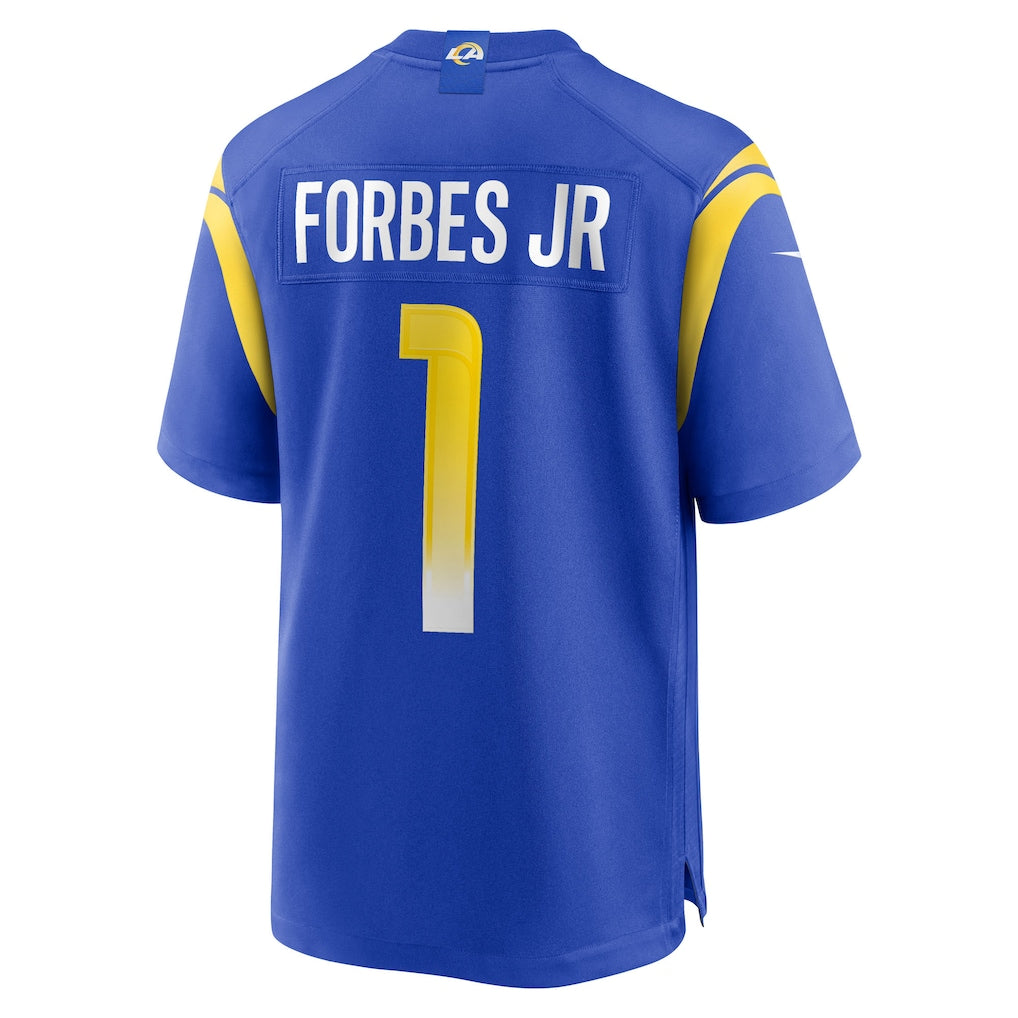 Elroe LA.Rams #1 Emmanuel Forbes Jr. Royal Team Game Jersey