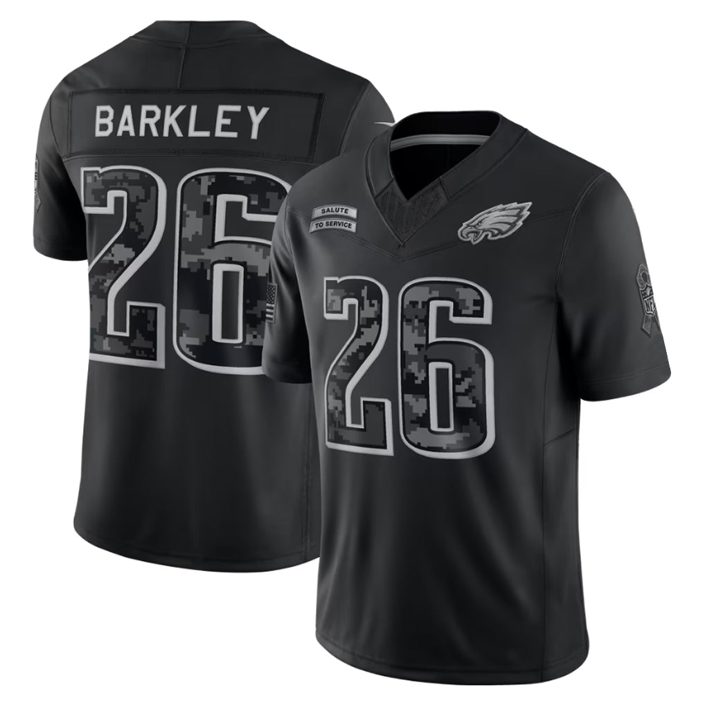 Elroe P.Eagles #26 Saquon Barkley Player Black Limited 2026 Salute to Service Home Game Stitched Jerseys