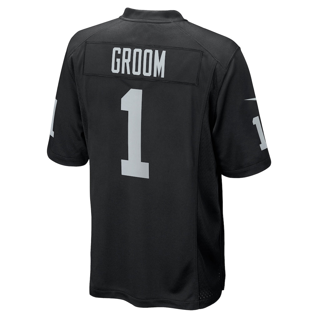 Elroe LV.Raiders #1 Groom Black Game Jersey