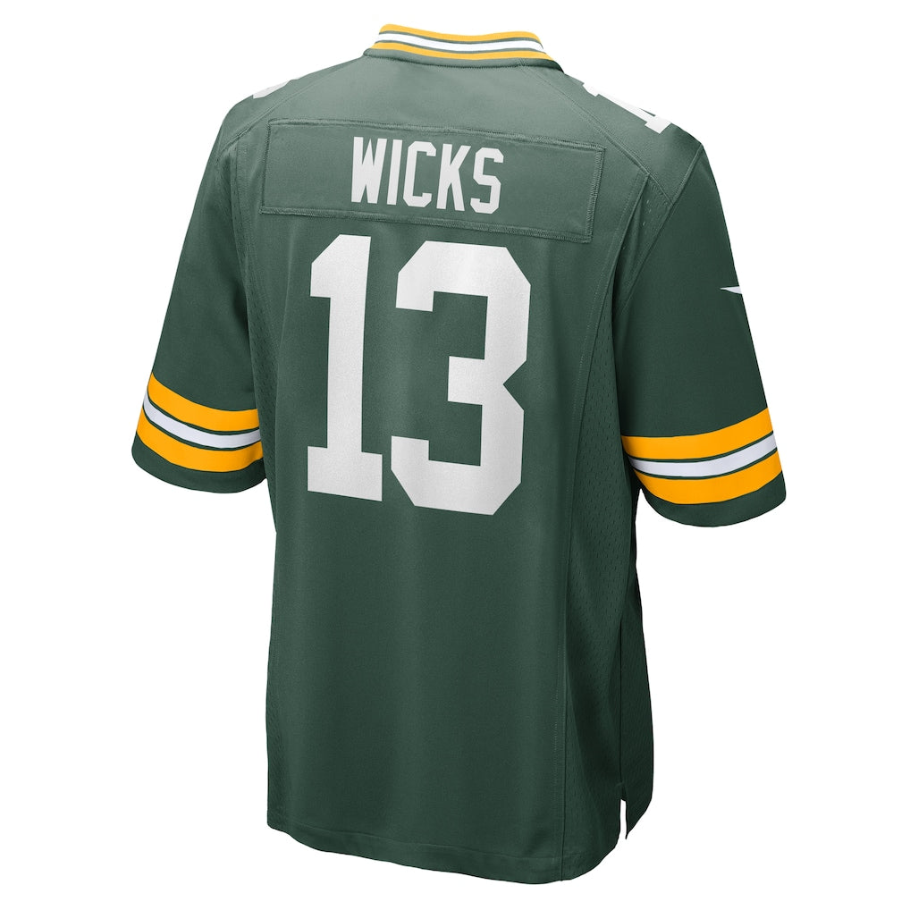 Elroe GB.Packers #13 Dontayvion Wicks Green Game Jersey