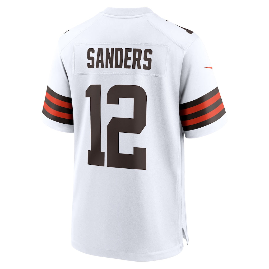 Elroe C.Browns #12 Shedeur Sanders White 2025 NFL Draft Game Jersey