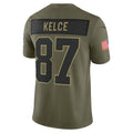 Elroe KC.Chiefs #87 Travis Kelce Olive 2025 Salute to Service Limited Jersey