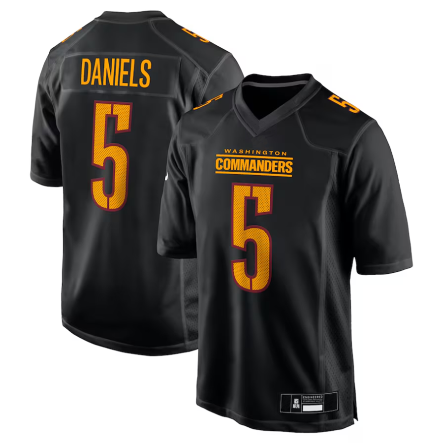 Elroe #5 Jayden Daniels Player W.Commanders Carbon Black Fashion Stitched Jerseys