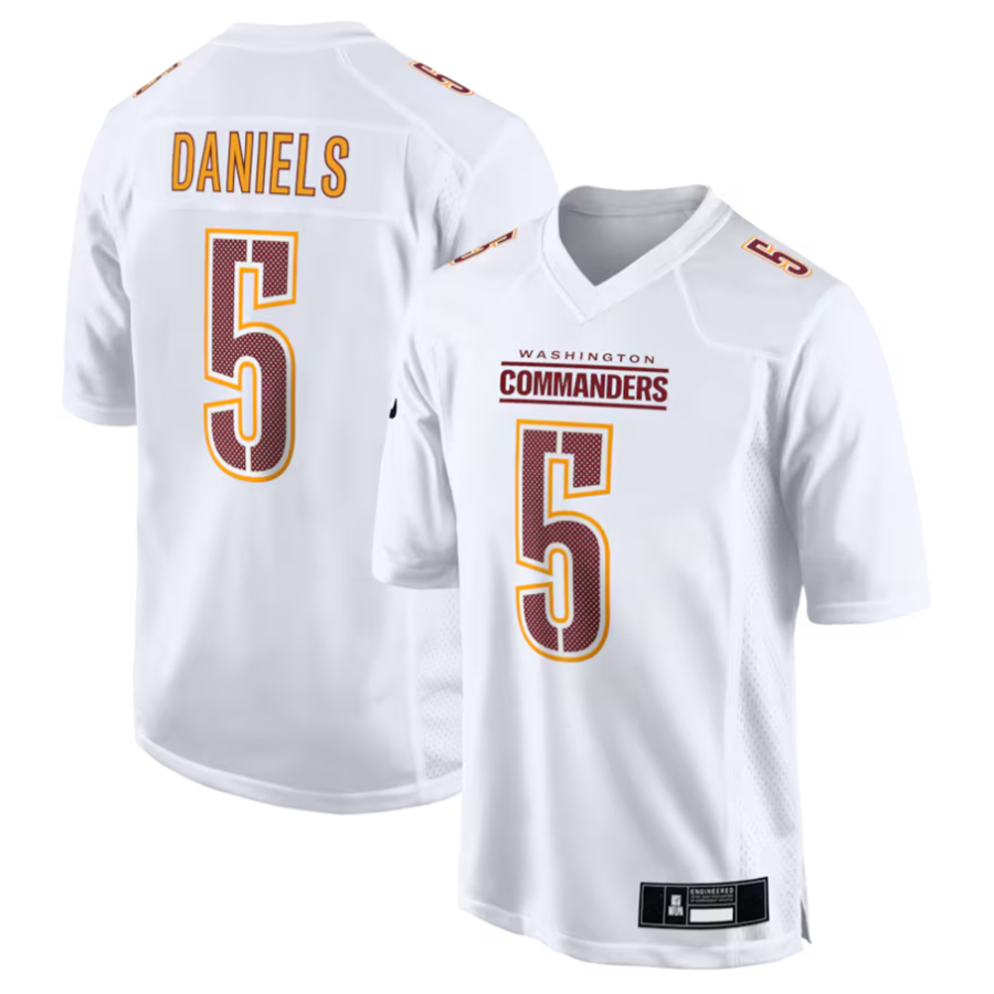 Elroe #5 Jayden Daniels Player W.Commanders Tundra White Fashion Stitched Jerseys