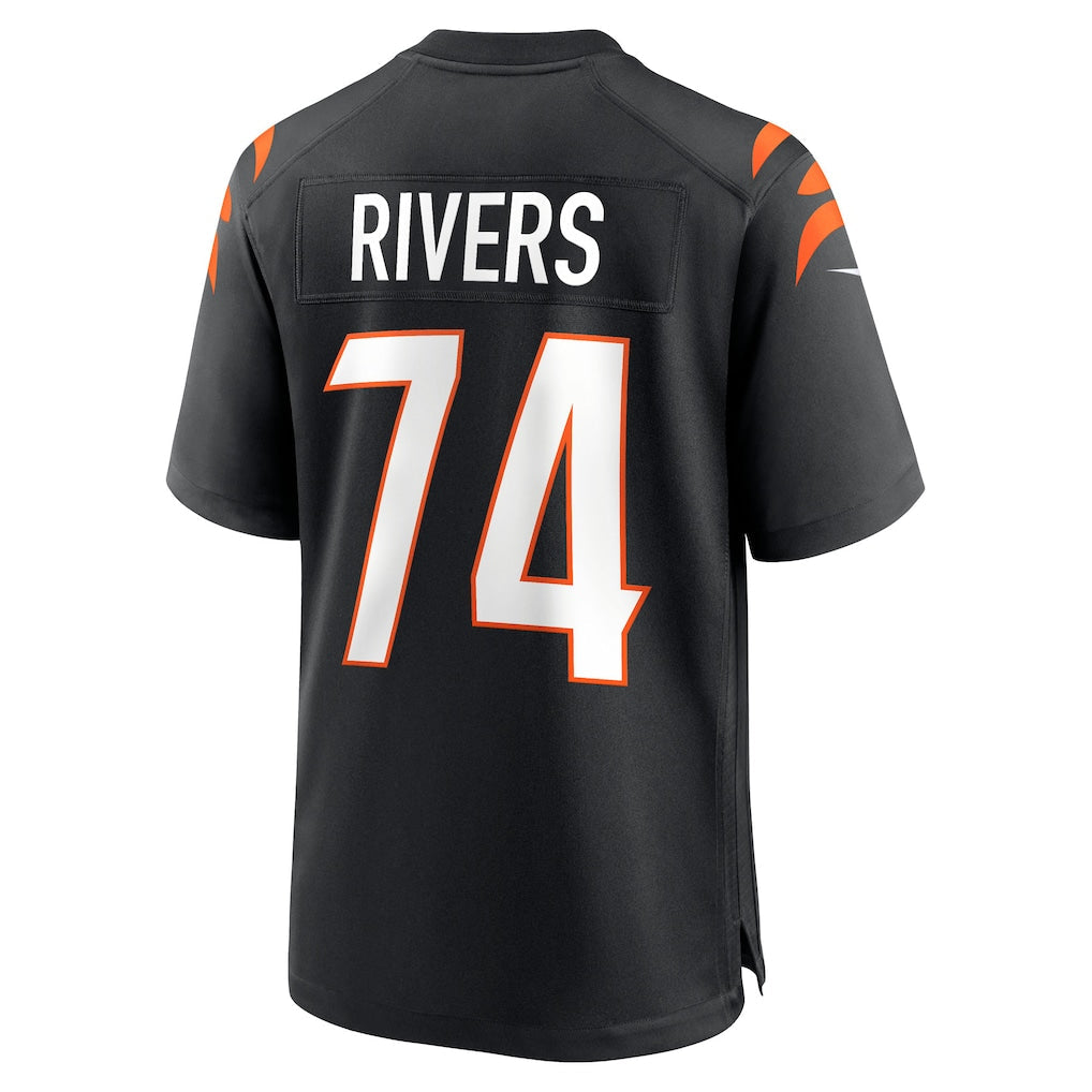 Elroe C.Bengals #74 Jalen Rivers Black Team Game Jersey