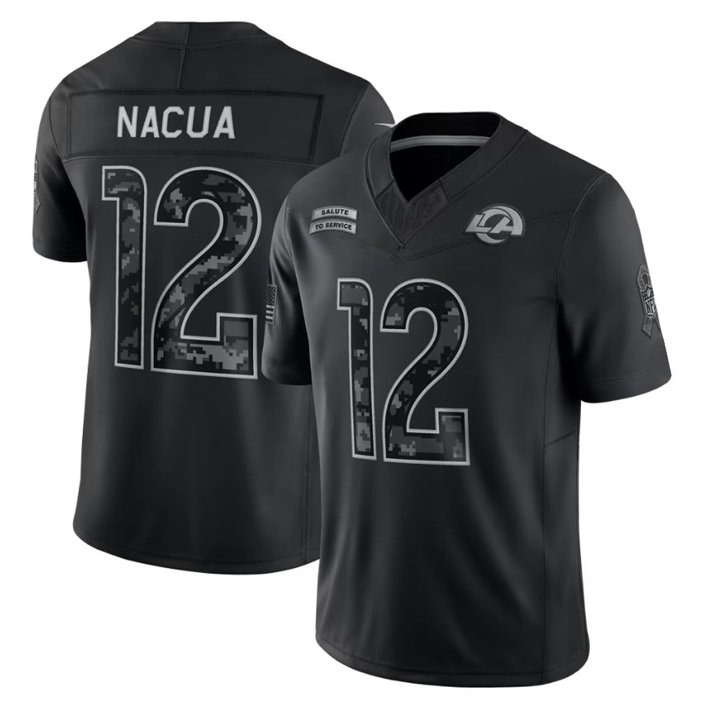 Elroe LA.Rams #12 Puka Nacua Player Black Limited 2026 Salute to Service Home Game Stitched Jerseys
