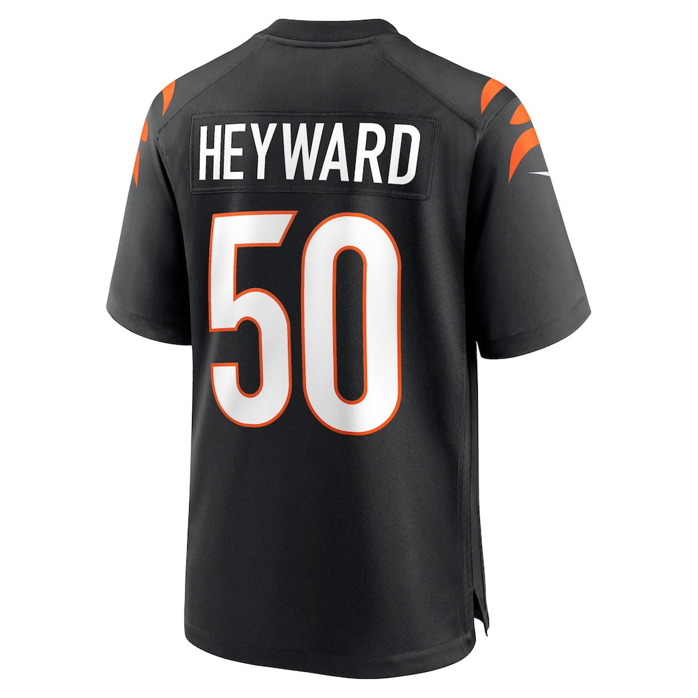 Elroe C.Bengals #50 Shaka Heyward Black Team Game Jersey