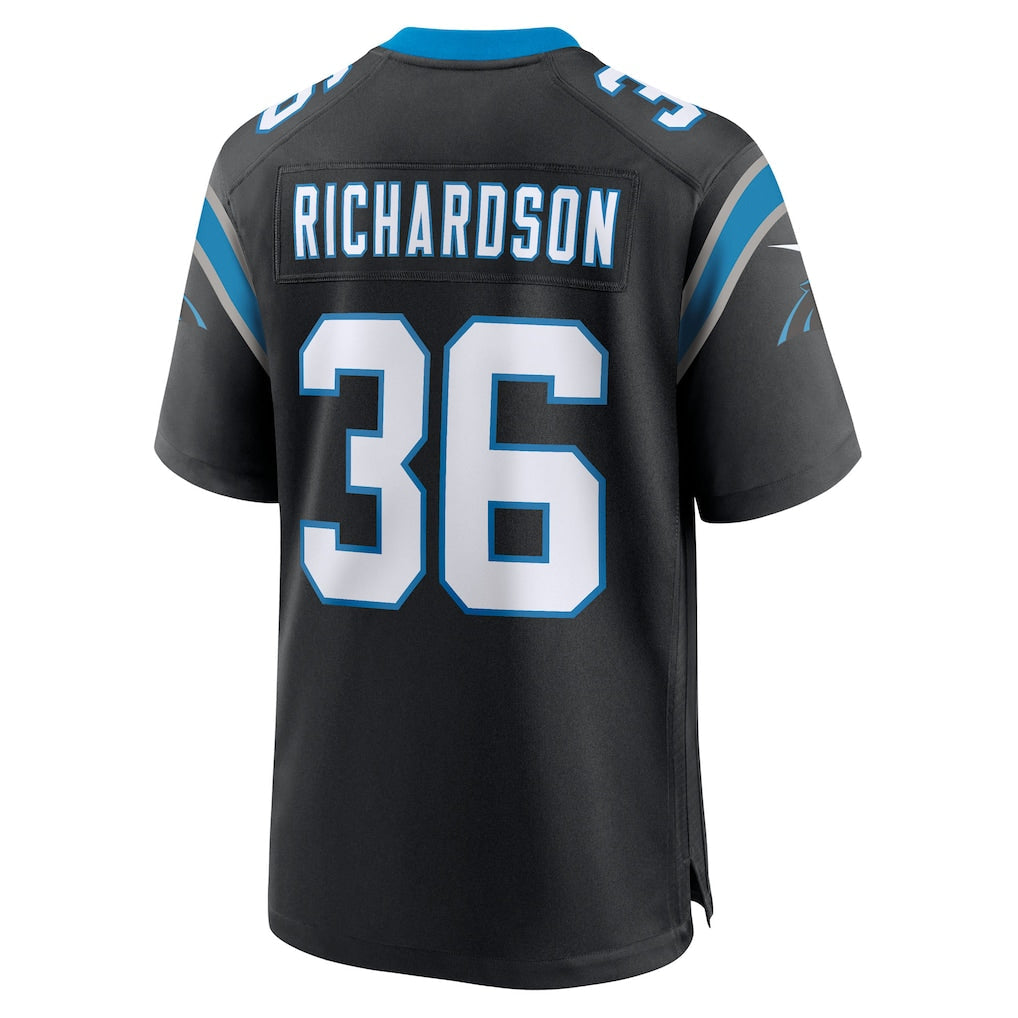 Elroe C.Panthers #36 Demani Richardson Black Team Game Jersey