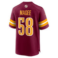 Elroe W.Commanders #58 Jordan Magee Burgundy Game Jersey