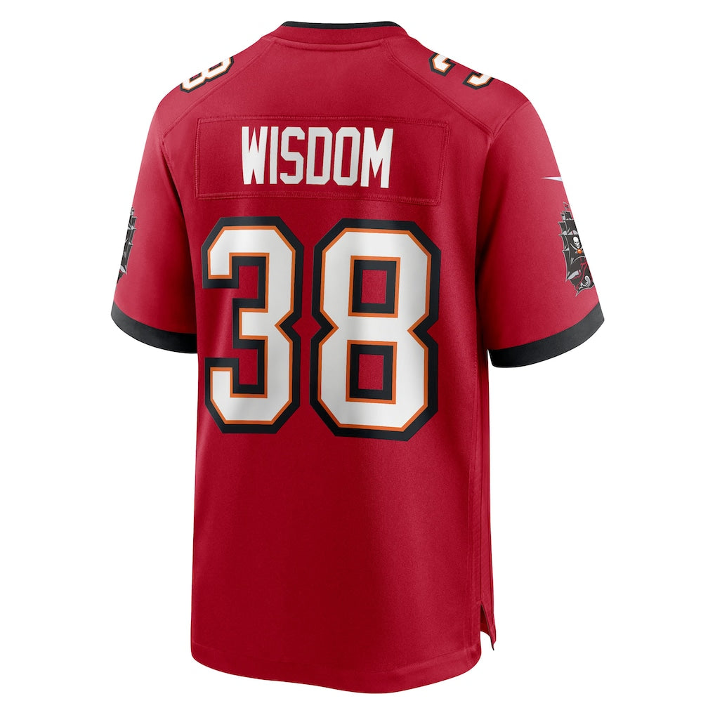 Elroe TB.Buccaneers #38 Rashad Wisdom Red Team Game Jersey