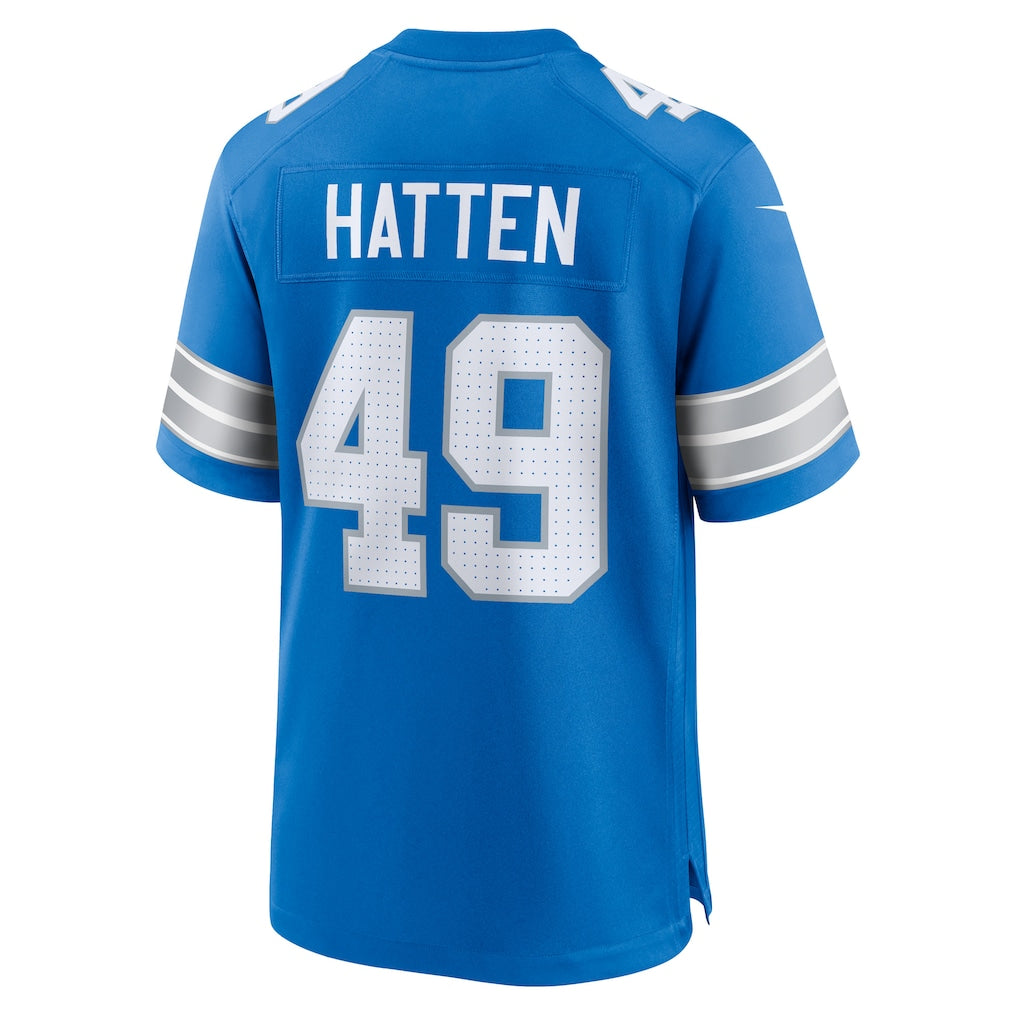 Elroe D.Lions #49 Hogan Hatten Blue Game Jersey