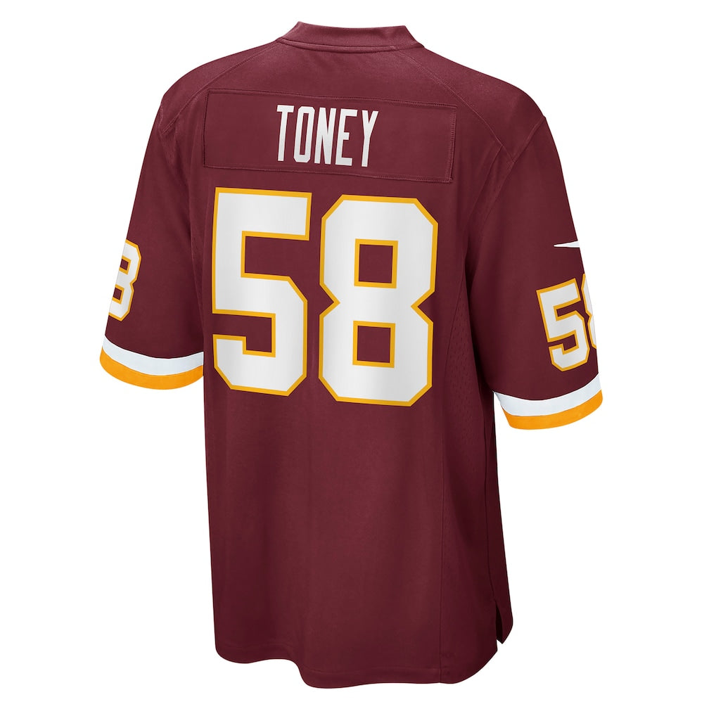 Elroe W.Commanders #58 Shaka Toney Burgundy Game Jersey