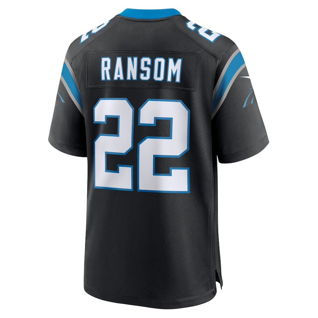 Elroe C.Panthers #22 Lathan Ransom Black Team Game Jersey