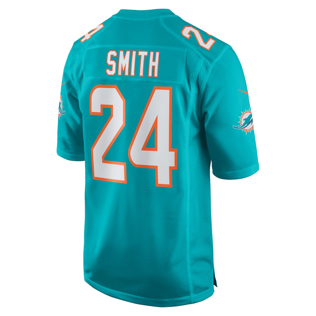 Elroe M.Dolphins #24 Cam Smith Aqua Game Jersey