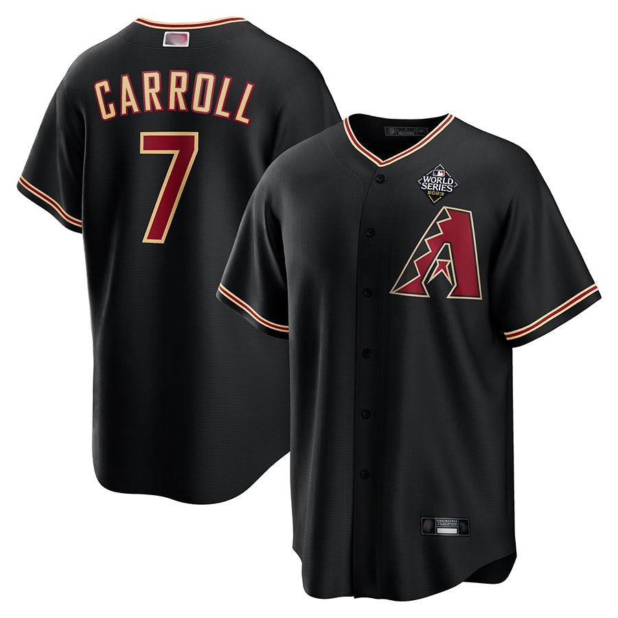 Elroe A.Diamondbacks #7 Corbin Carroll Player Black World Series Replica Personalized Stitched Jerseys