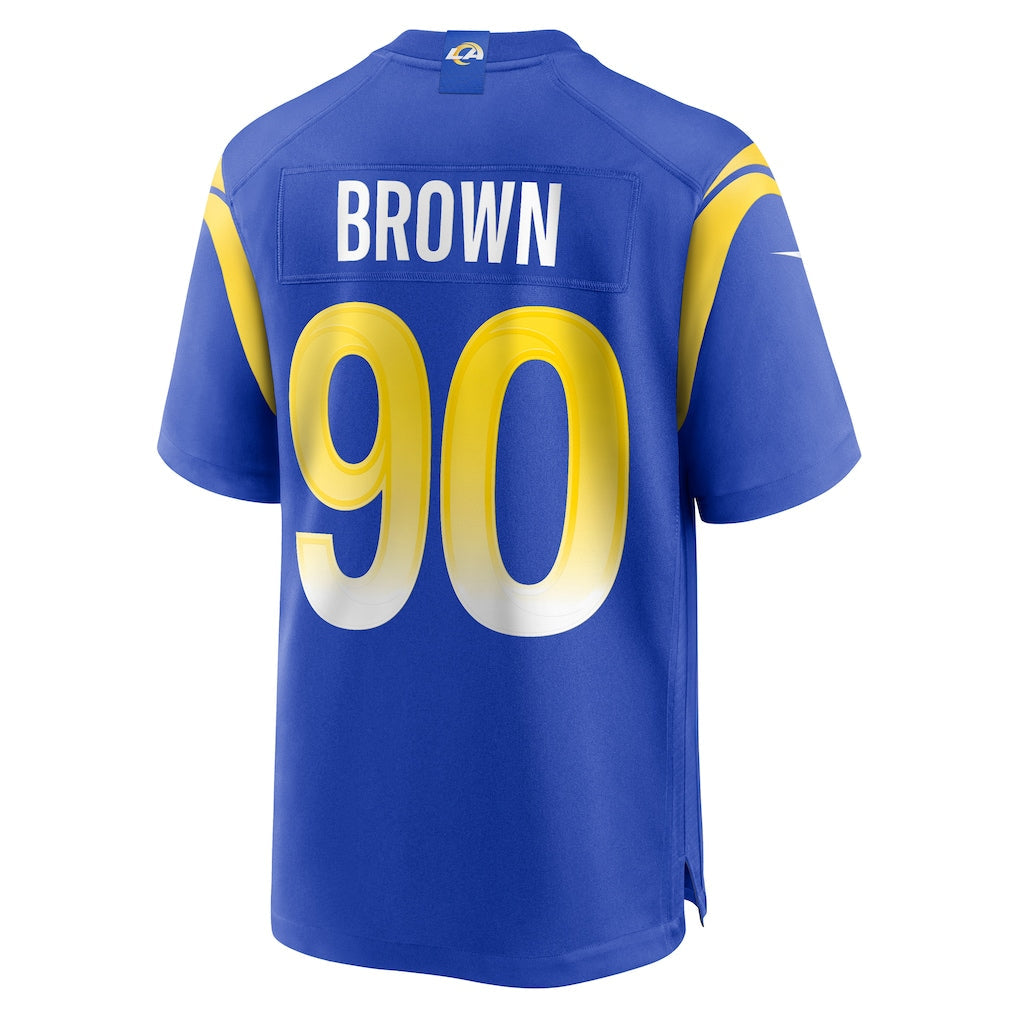 Elroe LA.Rams #90 Earnest Brown IV Royal Team Game Jersey