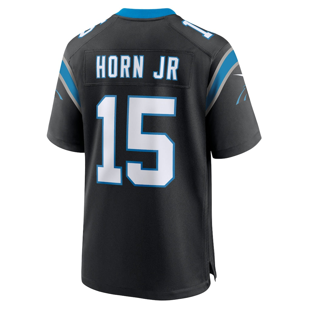 Elroe C.Panthers #15 Jimmy Horn Jr Black Team Game Jersey