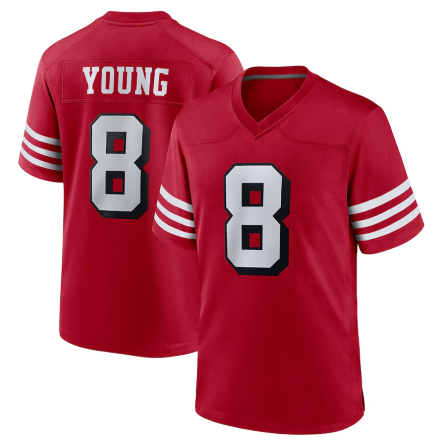 Elroe #8 Steve Young Player SF.49ers Scarlet Alternate Game Stitched Jerseys