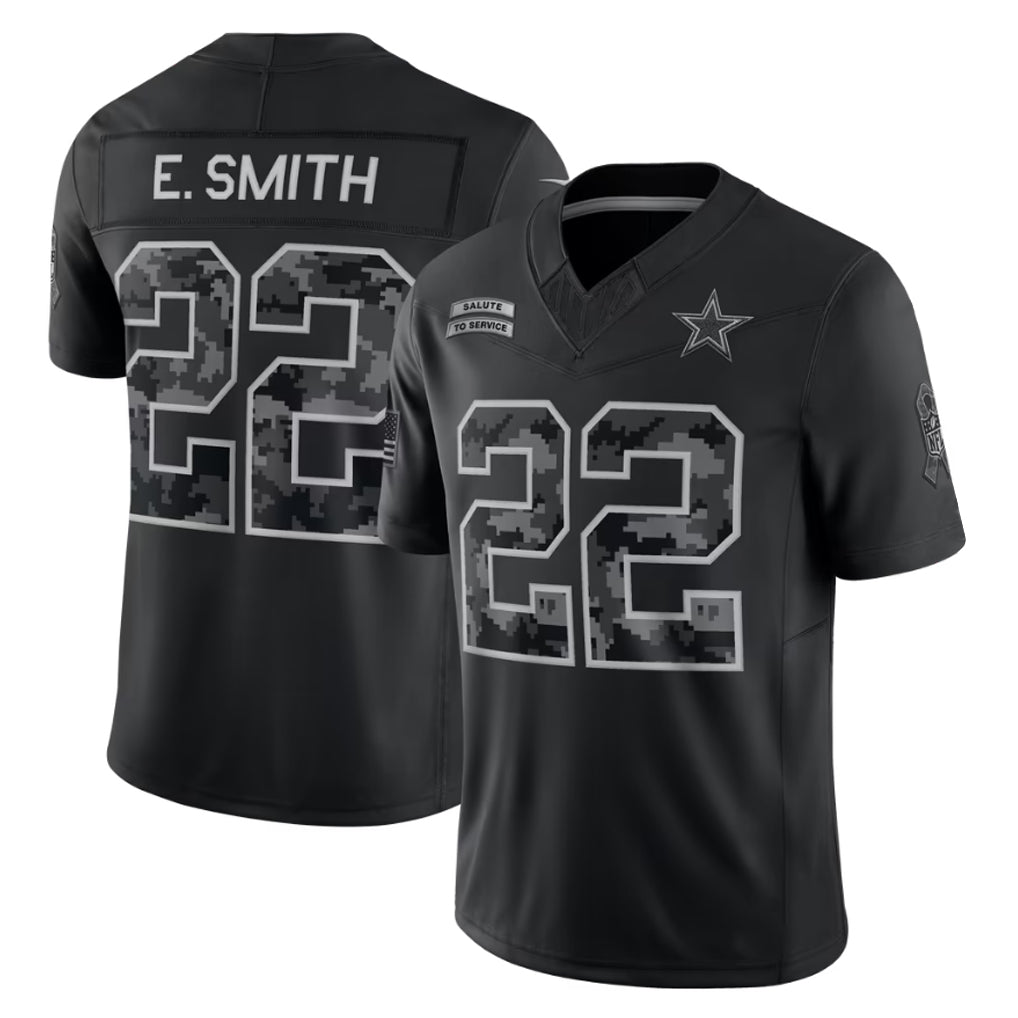 Elroe D.Cowboys #22 Emmitt Smith Player Black Limited 2026 Salute to Service Home Game Stitched Jerseys