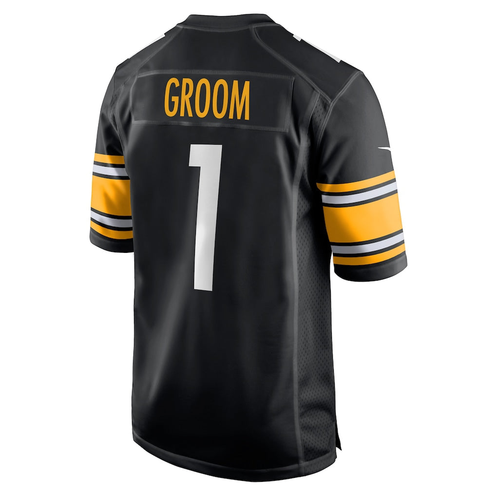 Elroe P.Steelers #1 Groom Black Game Jersey