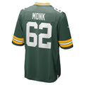 Elroe GB.Packers #62 Jacob Monk Green Game Jersey