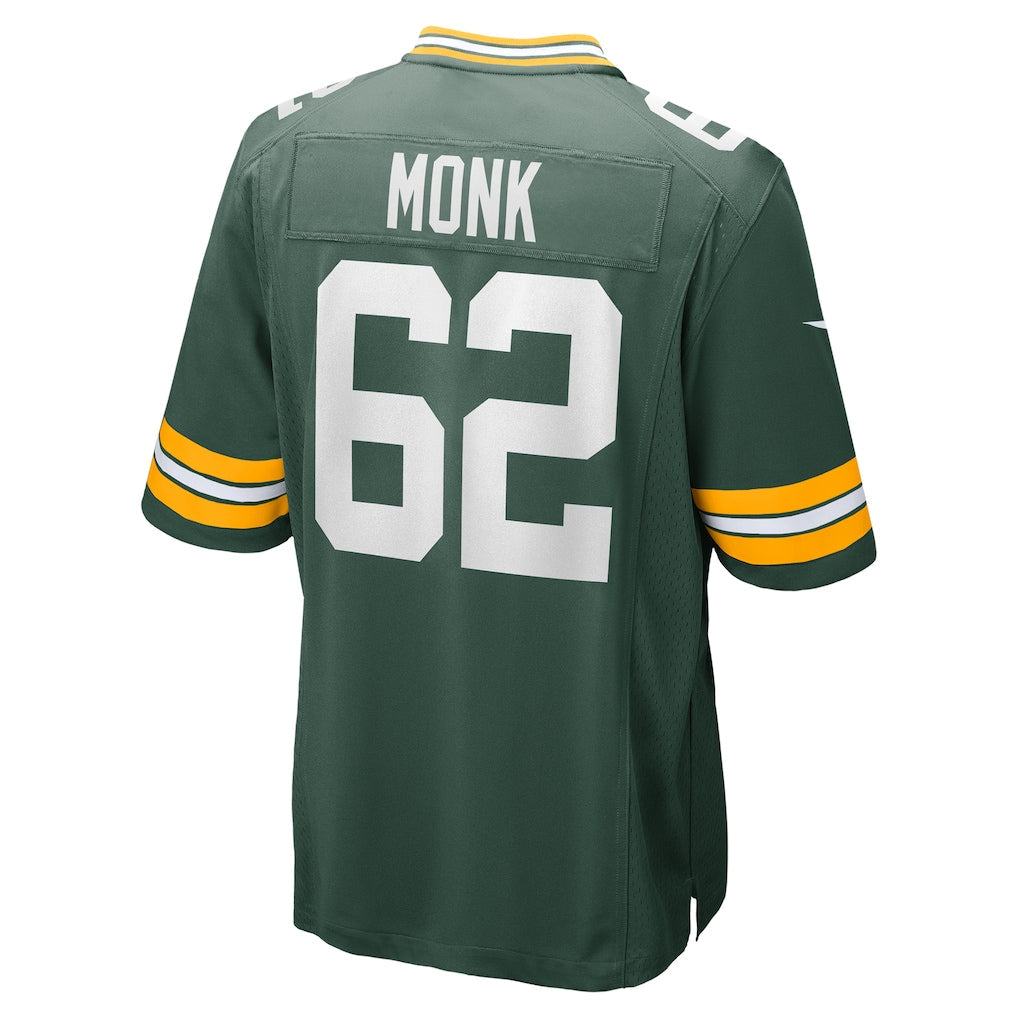 Elroe GB.Packers #62 Jacob Monk Green Game Jersey