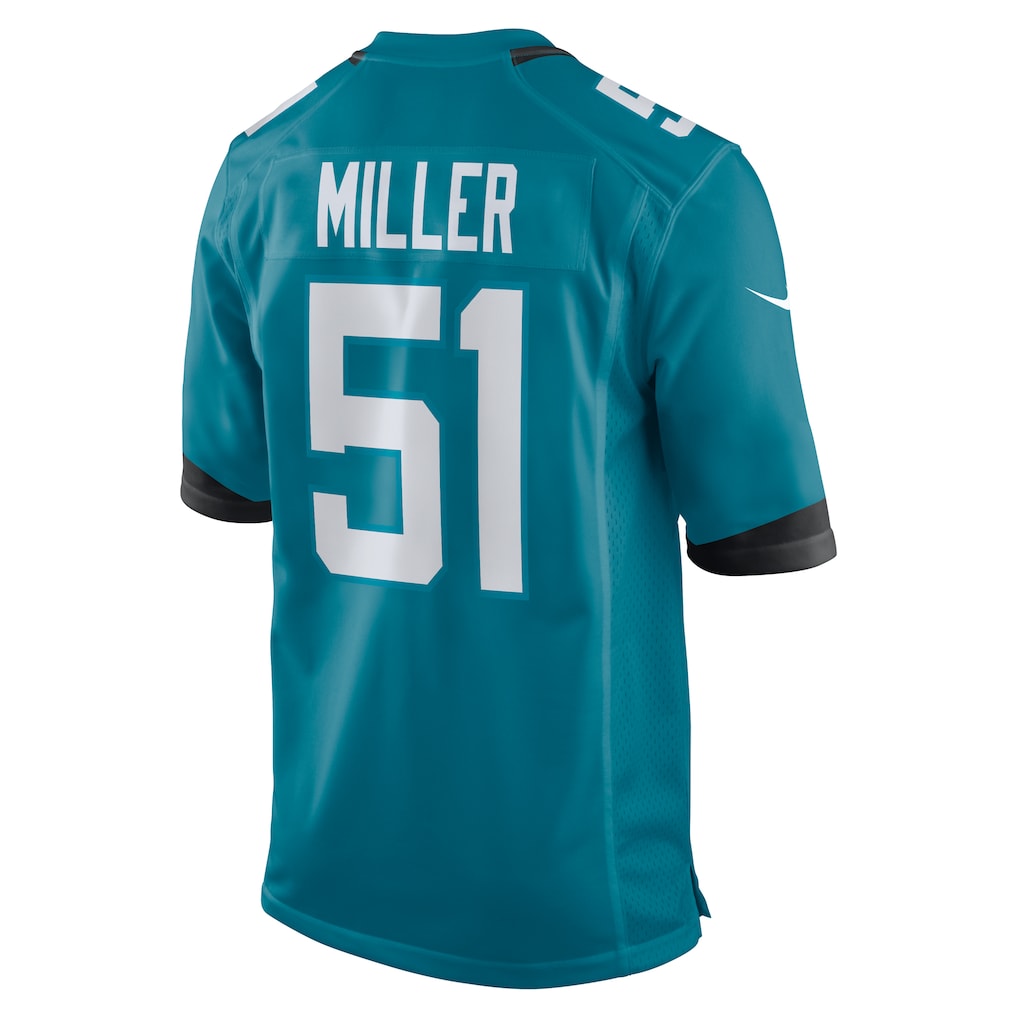 Elroe J.Jaguars #51 Ventrell Miller Teal Game Jersey