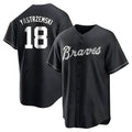 Elroe A.Braves #18 Mike Yastrzemski player Black&White Replica Stitched Jerseys