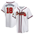 Elroe A.Braves #18 Mike Yastrzemski player Gold Replica White Program Stitched Jerseys